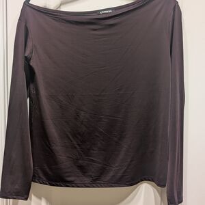 Express Women's Burgundy Long Sleeve Top